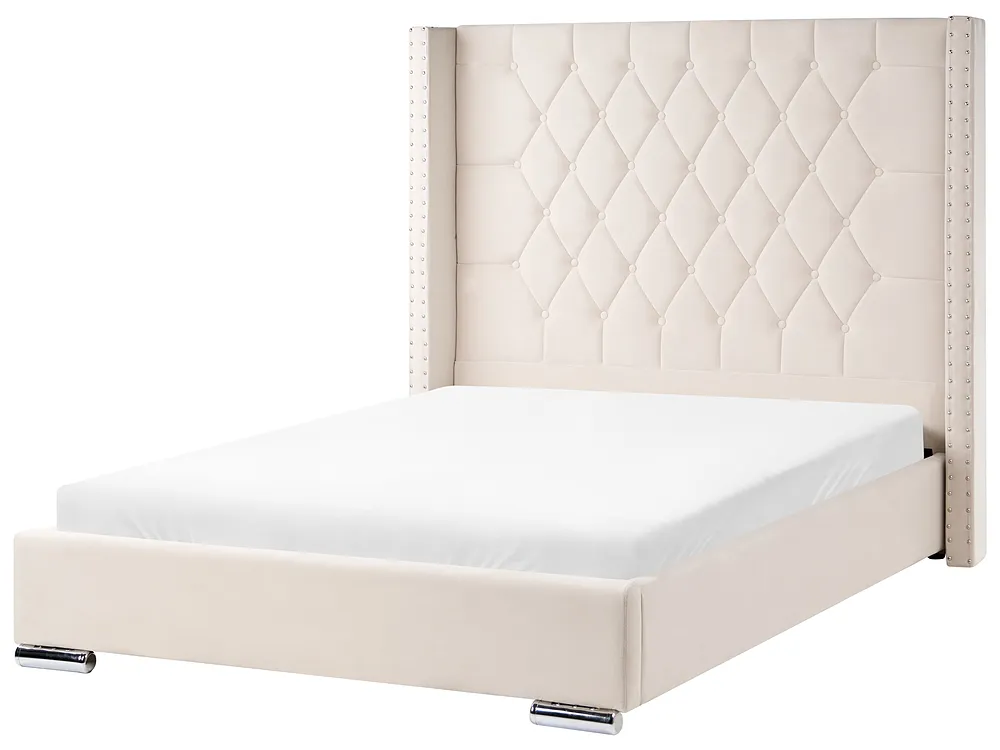 Bed Velvet LUBBON 140 x 200 cm (EU Double) Off-White_882154