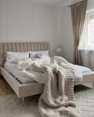 Bett mit Lattenrost Samtstoff MARVILLE 160 x 200 cm Sandbeige_969850