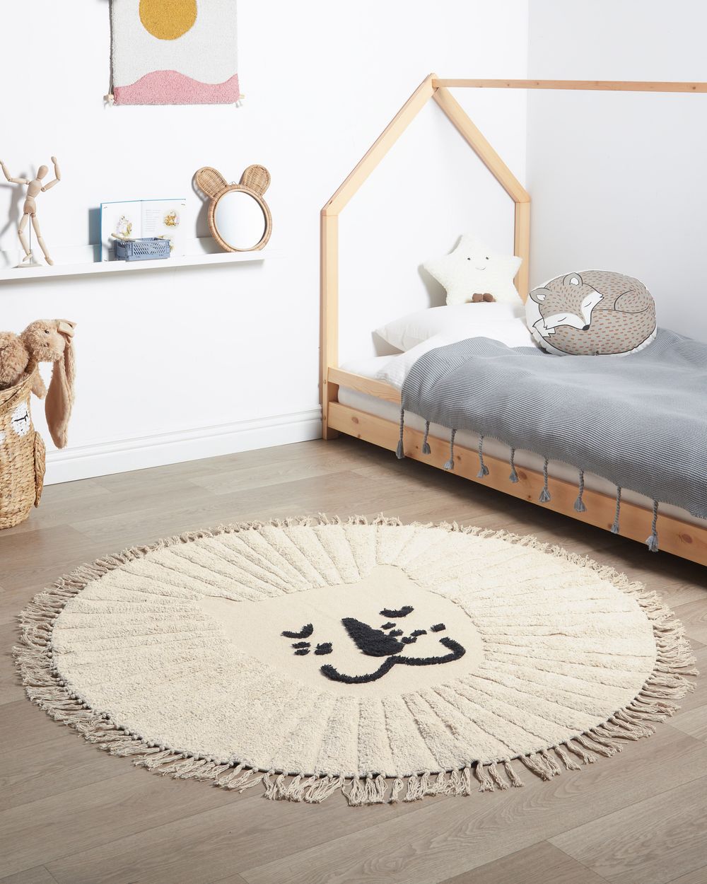 Kindervloerkleed BADHANI Beige ø 140 cm Katoen