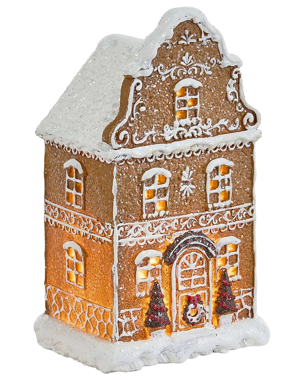 Weihnachtsdekoration 3er Set LED RIMPI 21/25/26 cm Haus Braun_1175135