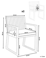 Set mit 2 Stühlen und Sitzkissen SASSARI PREMIUM zertifiziertes Akazienholz Hellgrau_991265