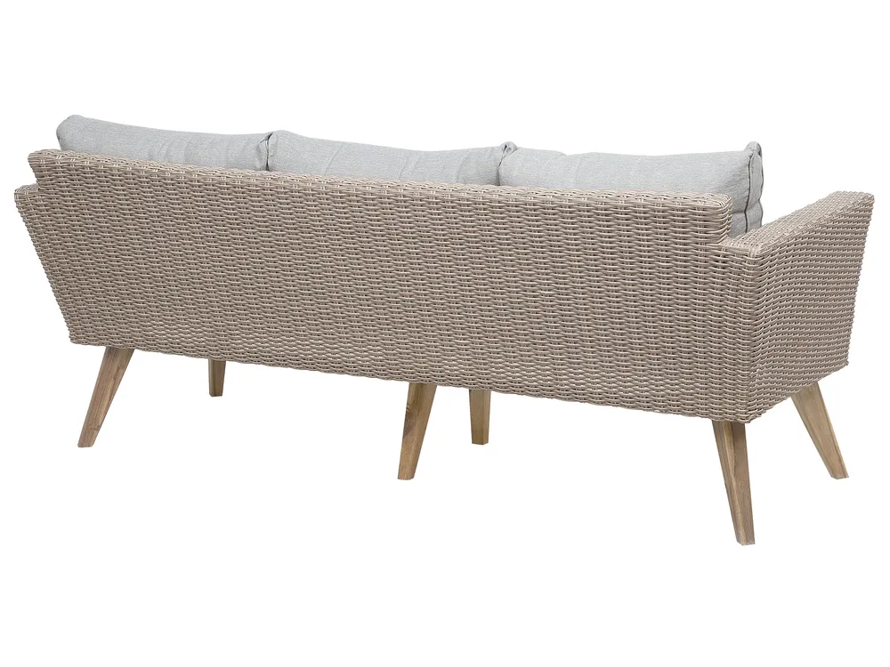 Lounge Set mit Tisch 5-Sitzer VITTORIA Polyrattan Grau_745849