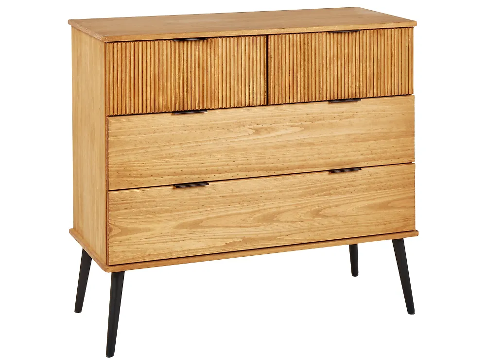 Kommode mit 4 Schubladen TIMMINS Kiefernholz Braun