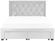 Bed with Storage Drawers LIEVIN Velvet Light Grey 160 x 200 cm (EU King Size)_858071
