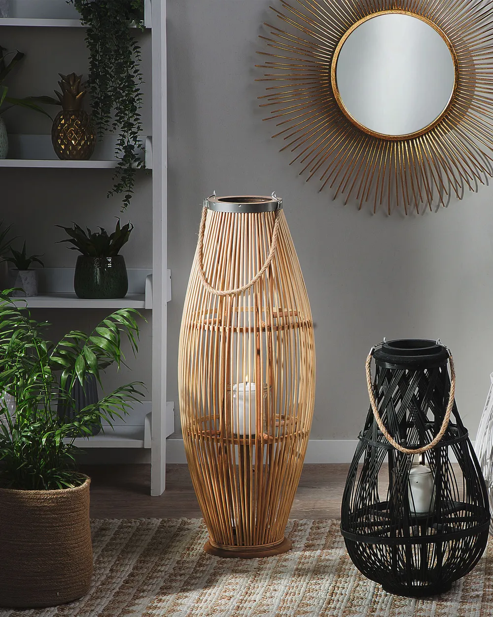 Laterne TAHITI 84 cm Bambus Naturfarben