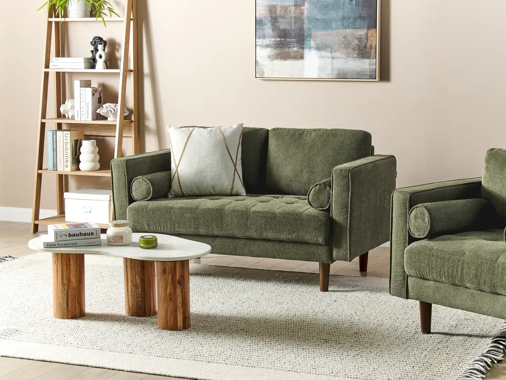 Sofa 2-Sitzer NURMO Stoff Dunkelgrün