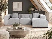 Corner Sofa DOLVA Corduroy Light Grey Left Hand_1183993