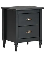 2 Drawer Bedside Table SHILLINGTON Pine Wood Black_942853