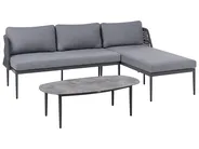 Garten Ecksofa mit Tisch 3-Sitzer LEFFE Metall Grau linksseitig_1045320