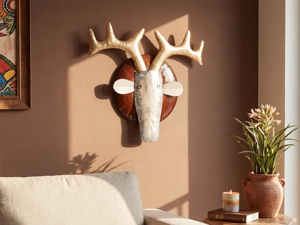 Wall Decor Bull FLUORINE Metal 54 cm Multicolour_1079766