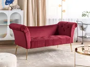 Chaiselongue NANTILLY Samtstoff Dunkelrot_858426