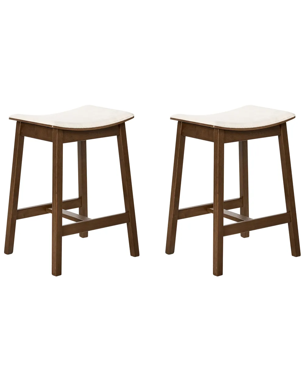 Set mit 2 Barhockern DIXON Holz Cremeweiß / Dunkelbraun