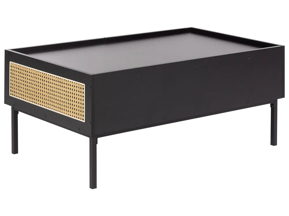 Coffee Table CULLEN with Storage Rattan Black_946510