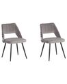 Esszimmerstuhl 2er Set ANSLEY Samtstoff Grau