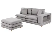 Sofa 2-Sitzer HEDEN mit Ottomane Stoff Grau_950670
