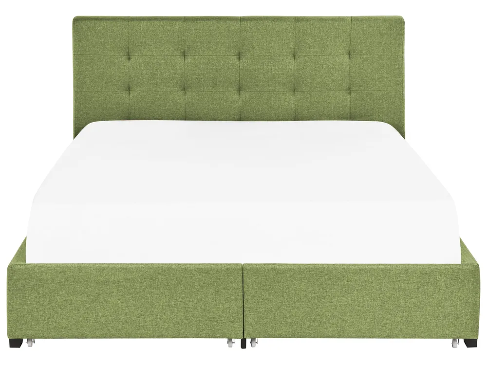 Bett mit Schubladen LA ROCHELLE Stoff Grün 180 x 200 cm_832983