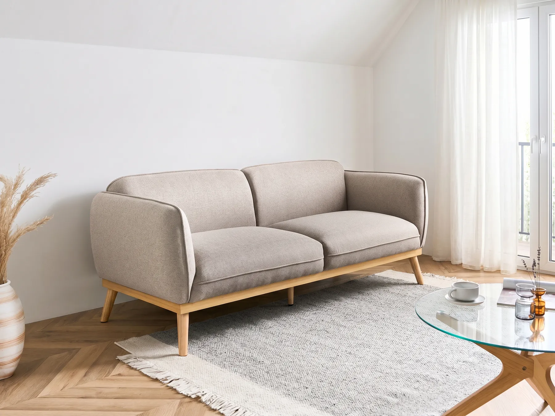 Sofa 3-Sitzer LJUNG Stoff Hellbraun_1076493