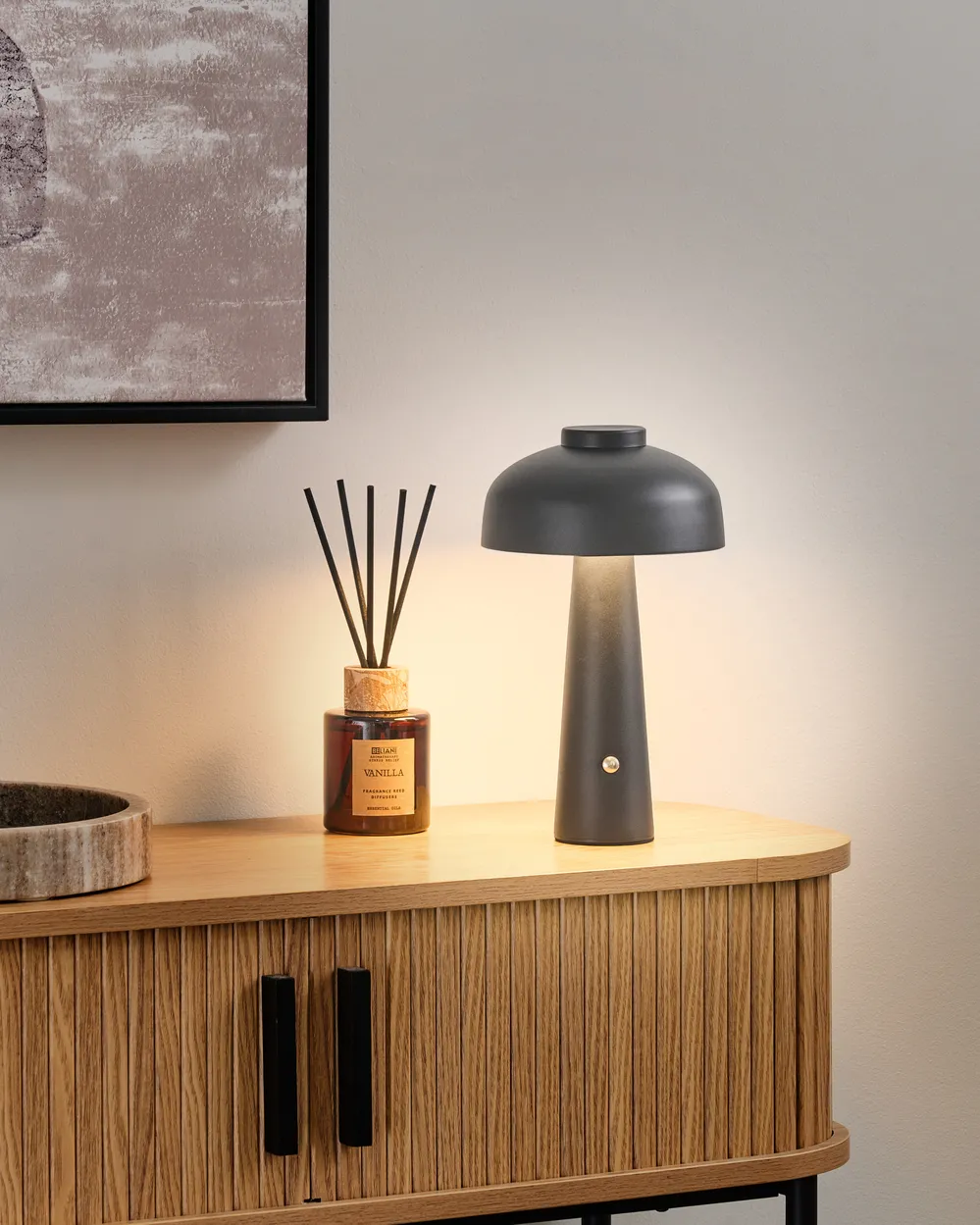 Kabellose LED Tischlampe AGUSAN mit Dimmer Metall Schwarz