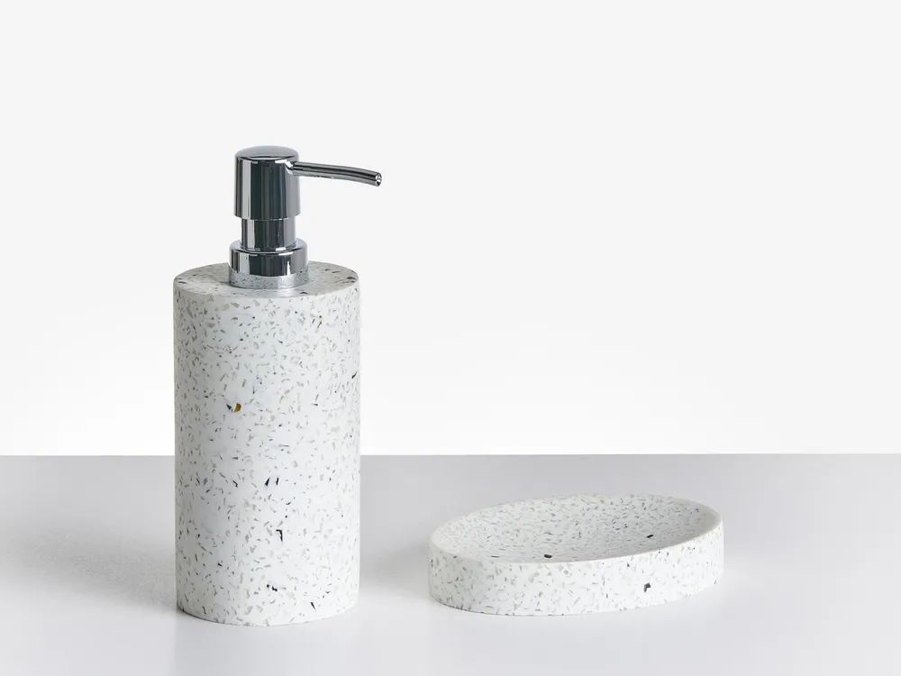 5-Piece Bathroom Accessories Set PERENE Terrazzo Effect White Terrazzo_996684