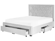 Bed with Storage Drawers LIEVIN Velvet Light Grey 160 x 200 cm (EU King Size)_858068