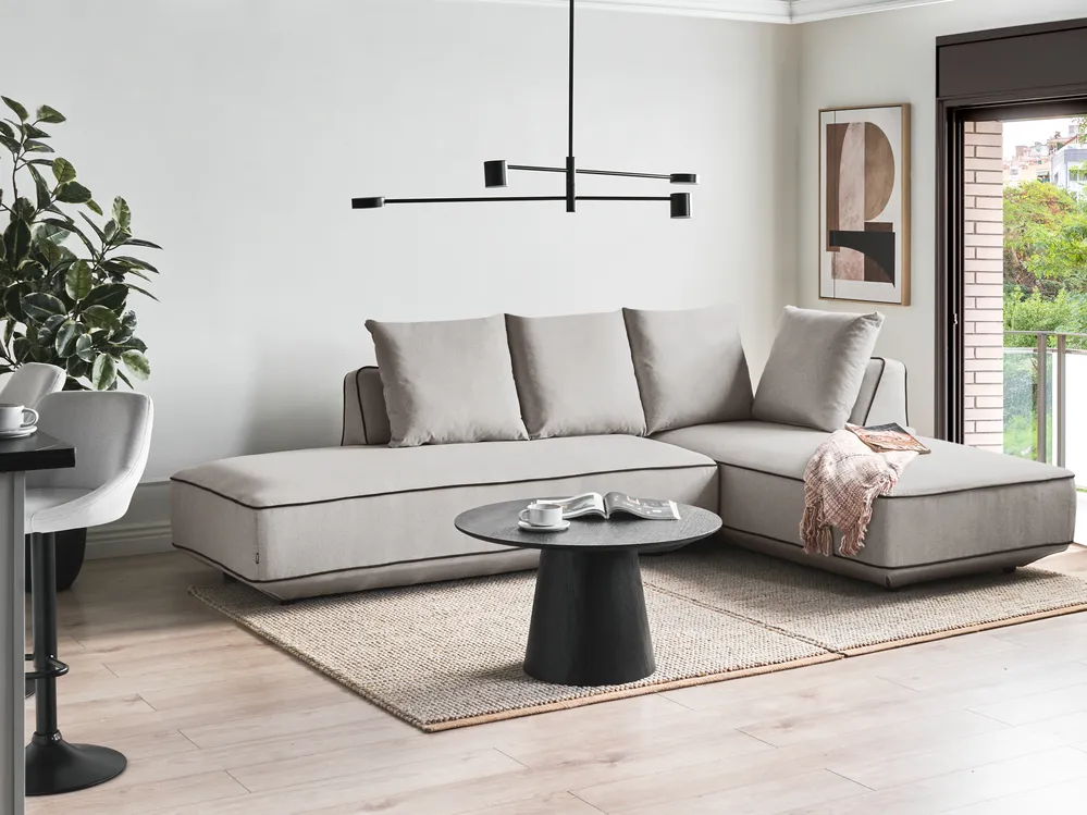 Chaiselongue SEILLANS Stoff Hellgrau_1004514