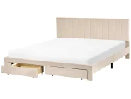 Bett mit Schubladen LONZAC Samtstoff Beige 180 x 200 cm_1014715