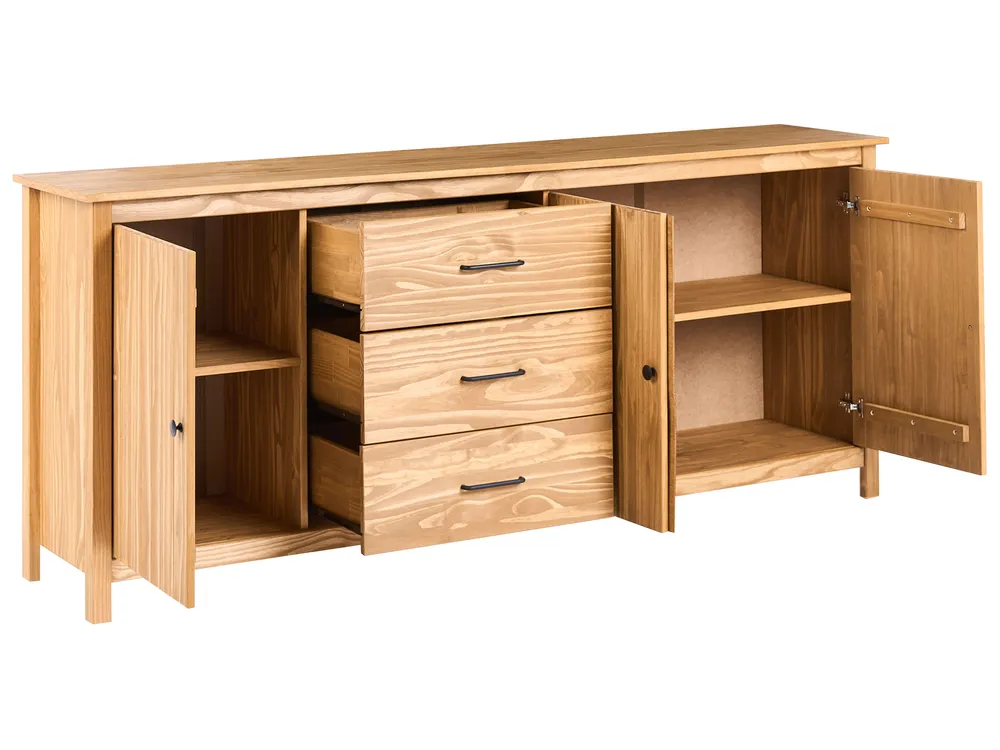 3 Door Sideboard LEONORA Pine Wood Light Brown_1062530