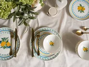 Set of 24 Dinnerware TARRAGON Porcelain White/ Green_1069196