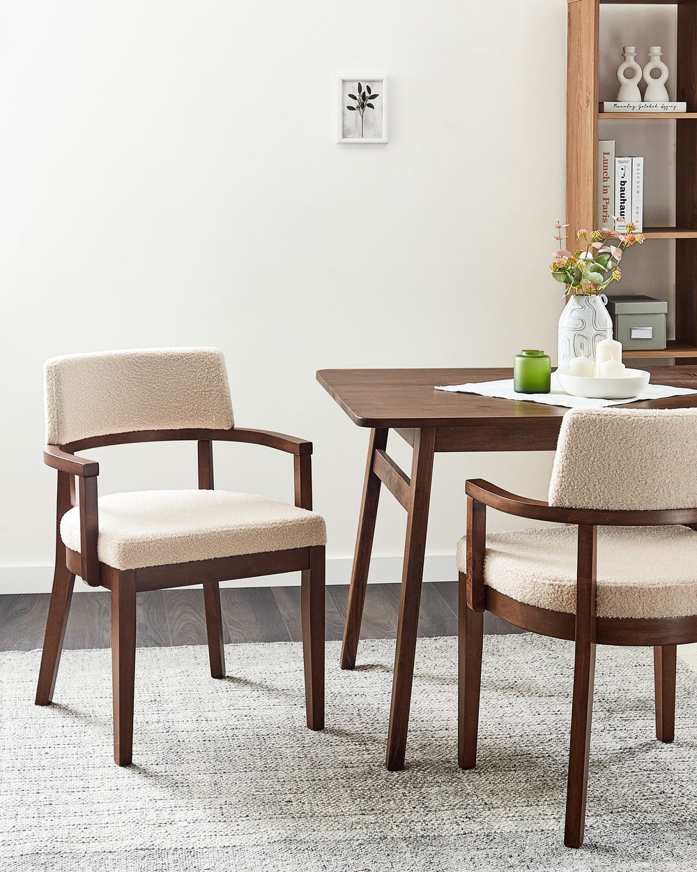 Set van 2 eetkamerstoelen DALBO Bouclé Bruin/lichtbeige