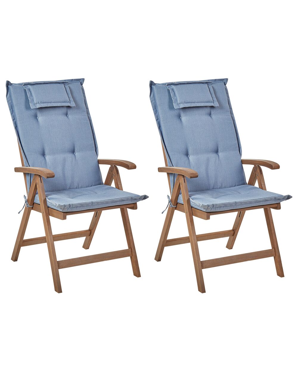 Set van 2 stoelen met zitkussen AMANTEA Acaciahout Blauw