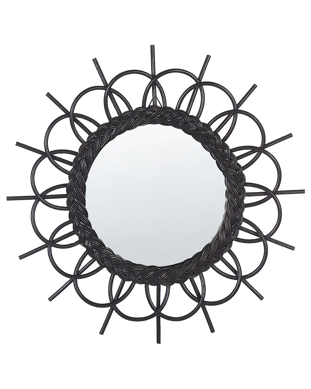 Wandspiegel TELAKIA 60 cm 60 cm Rotan Zwart