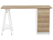 Schreibtisch HEBER 140 cm 60 cm mit Schubladen Braun / Weiß_772880