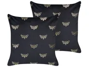 Dekokissen 2er Set YUZURI 45 x 45 cm Samtstoff Schwarz Tiermuster_857839