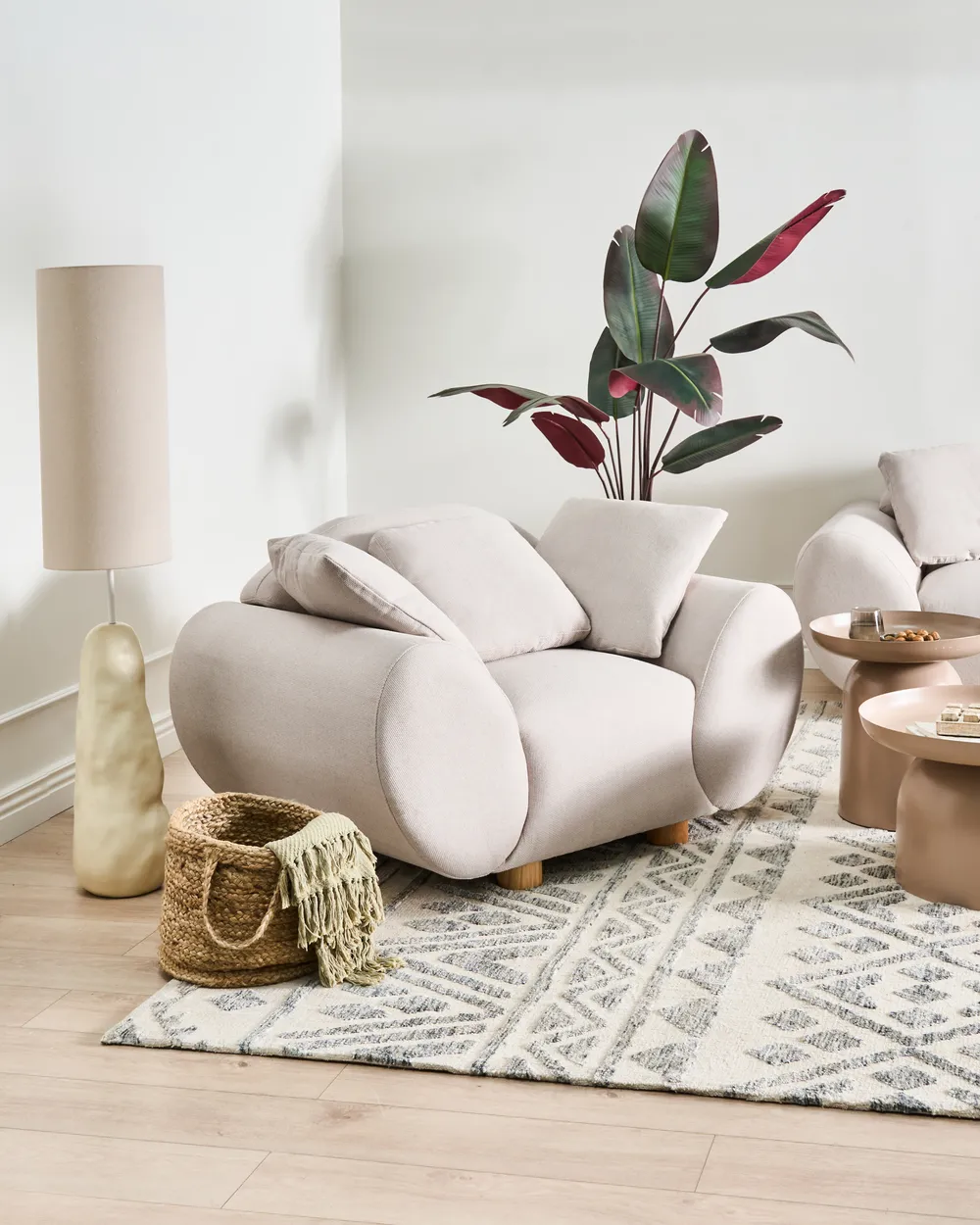 Sessel RINGEL inkl. Kissen Stoff Hellbeige