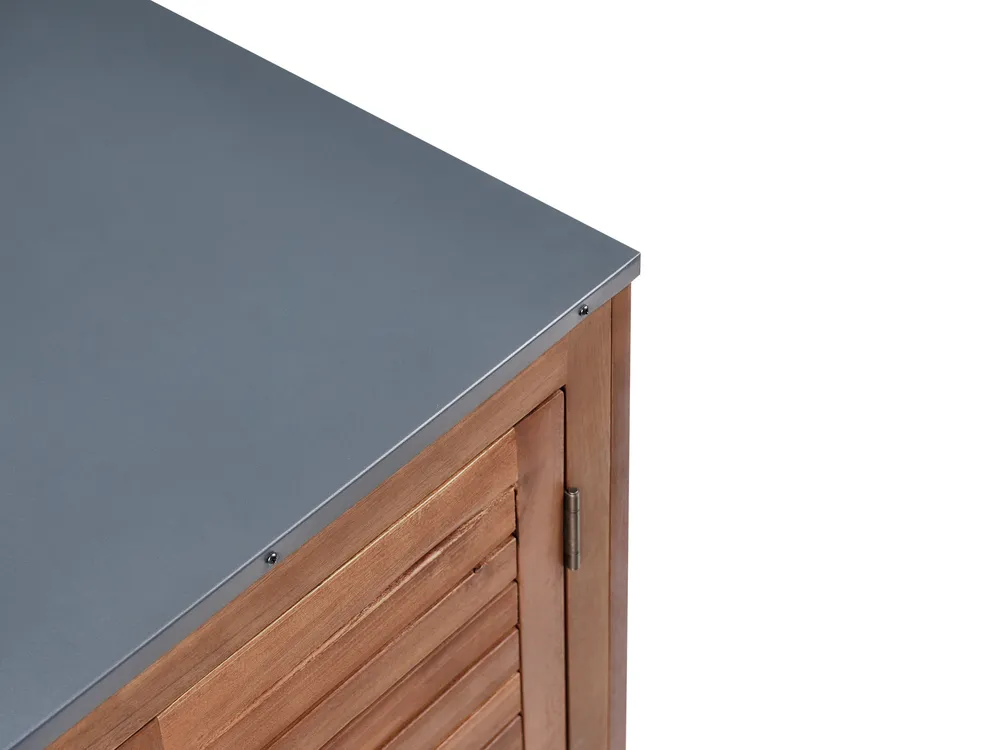 Outdoor-Küchenschrank mit Spüle BRUCOLI Braun / Schwarz Akazienholz_1001082