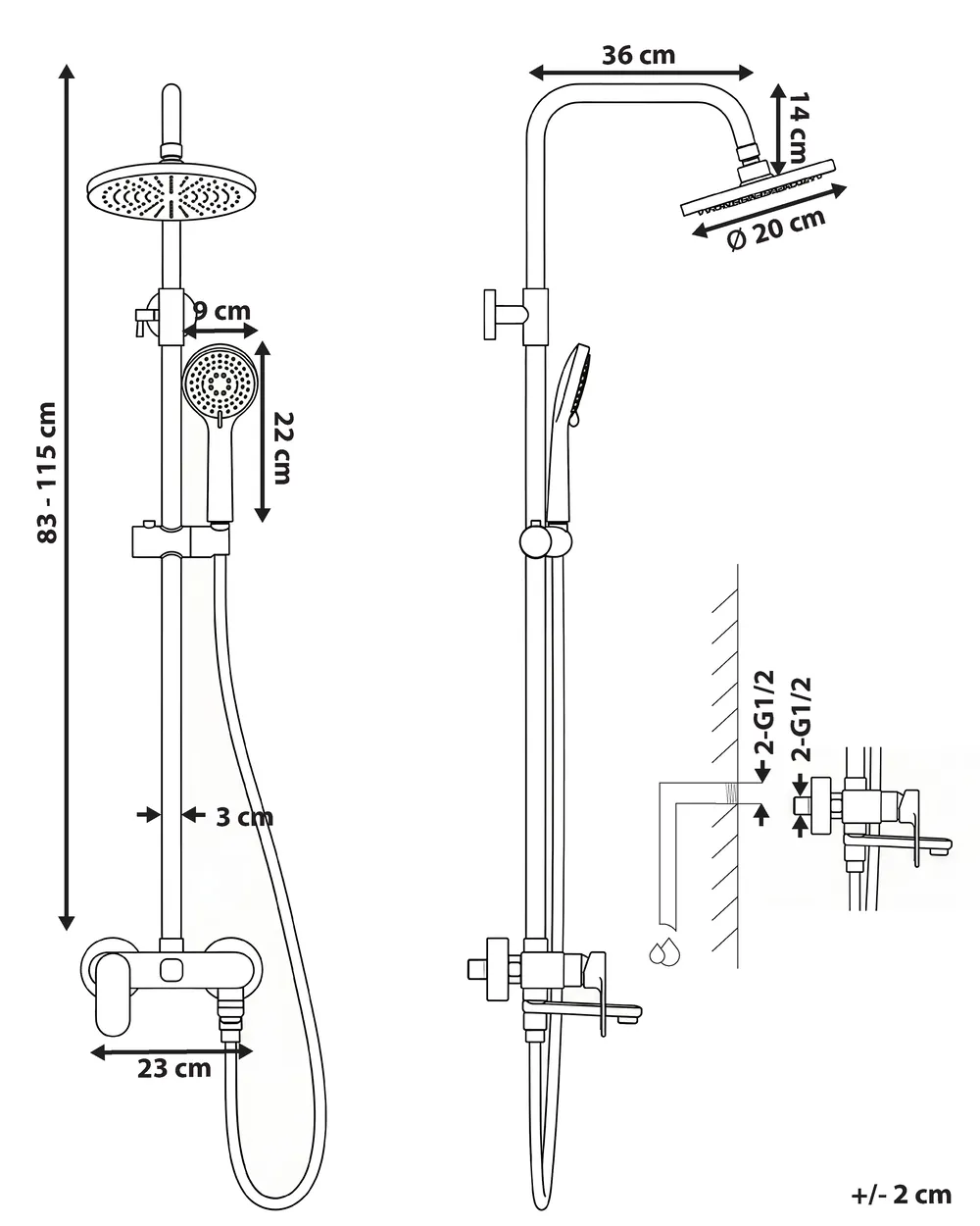 Mixer Shower Set with Rainshower GURARA Black/ Gold_813540