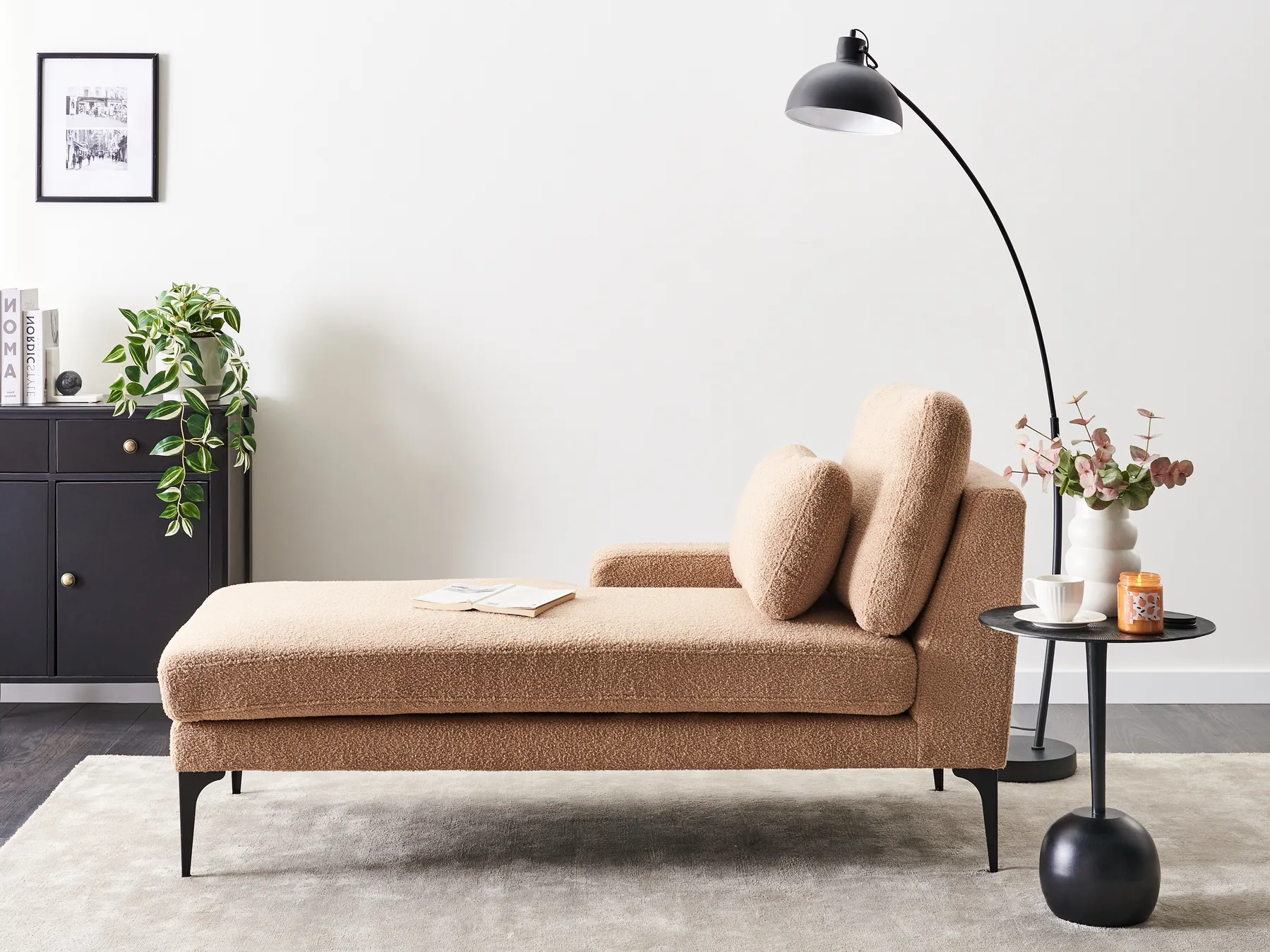 Rechtsseitige Chaiselongue EWRON Bouclé Beige_955397