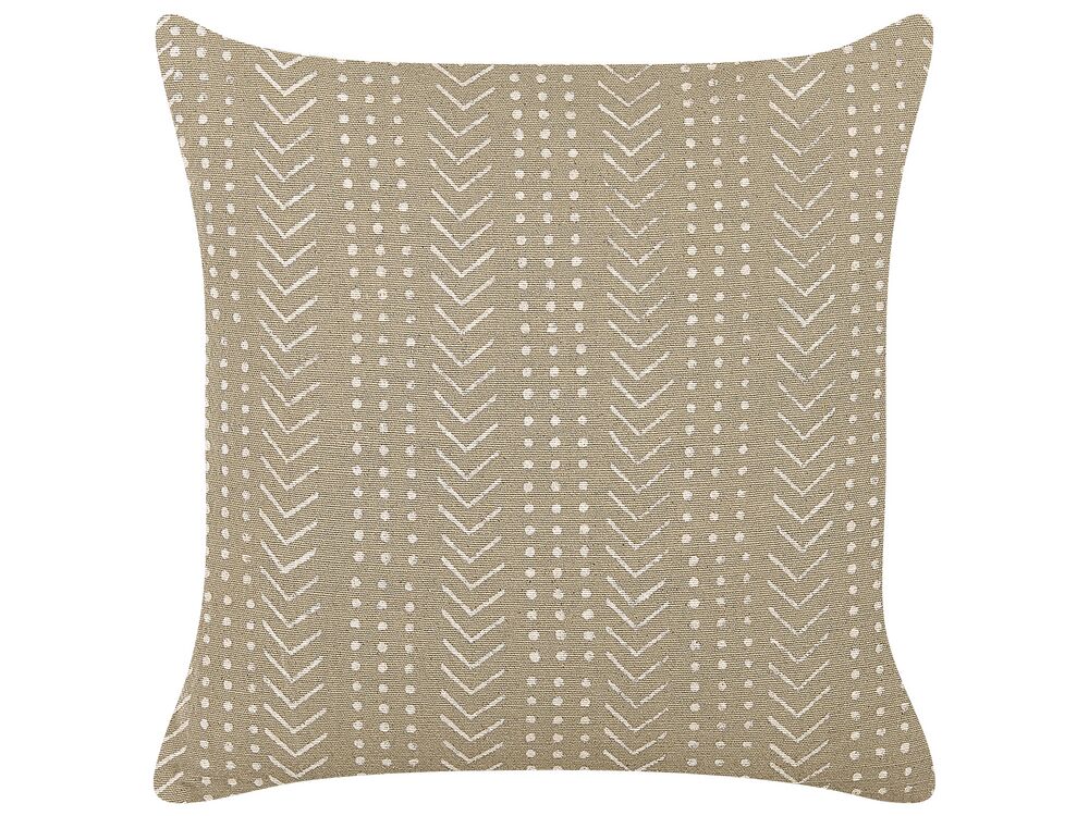 Throw Cushion SENECIO 45 x 45 cm Cotton Beige Geometric Pattern