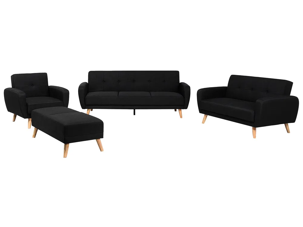 Living Room Set FLORLI Fabric Black