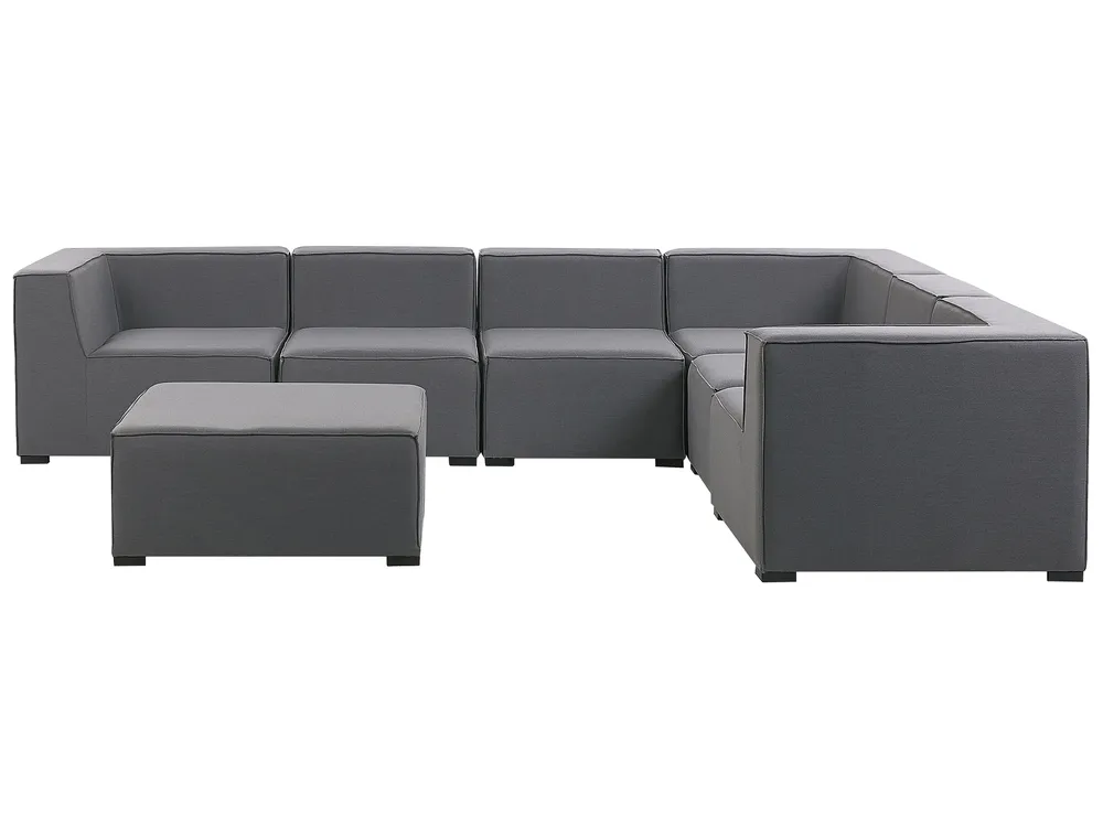 Garten Ecksofa mit Ottomane 7-Sitzer AREZZO modular Grau linksseitig