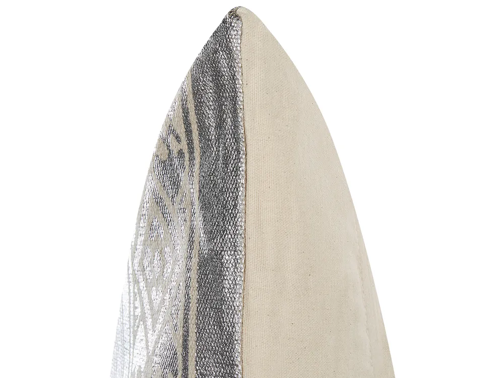 Set of 2 Decorative Cushions OUJDA 50 x 50 cm Cotton Silver Geometric Pattern_831091