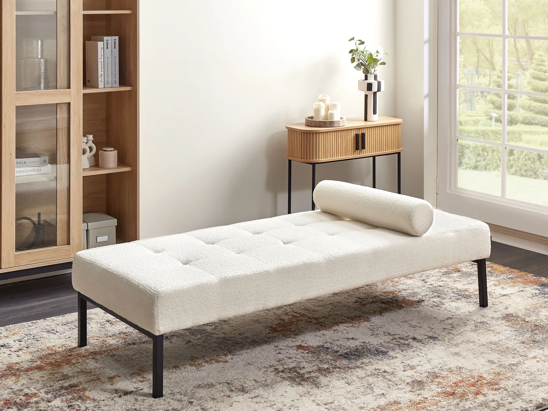 Chaiselongue CHINON Bouclé Weiß_931676
