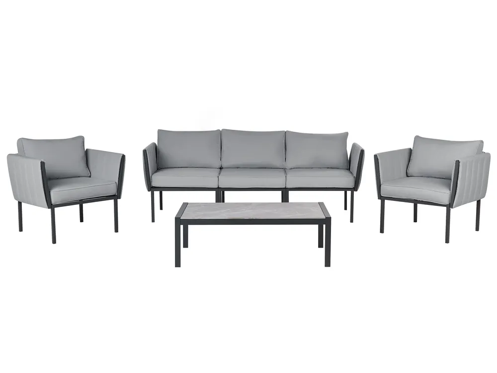 Lounge Set mit Tisch 5-Sitzer SKALA Metall Dunkelgrau
