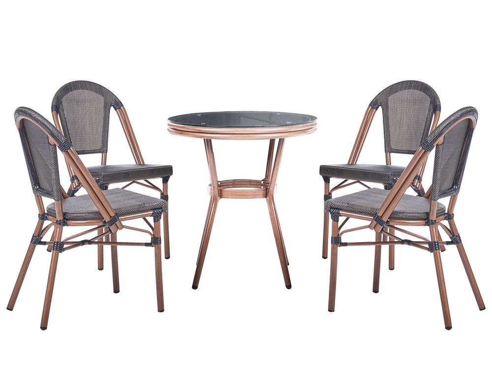 Garden Dining Set 4 Seater RIFREDDO PE Rattan Grey