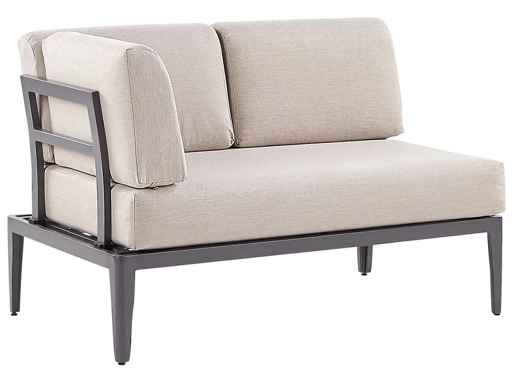 Garten Ecksofa mit Tisch 6-Sitzer RIMA III modular Metall Beige linksseitig_828893