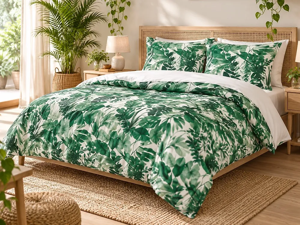 Bettwäsche-Set GREENWOOD 155 x 220 cm Baumwollsatin Grün