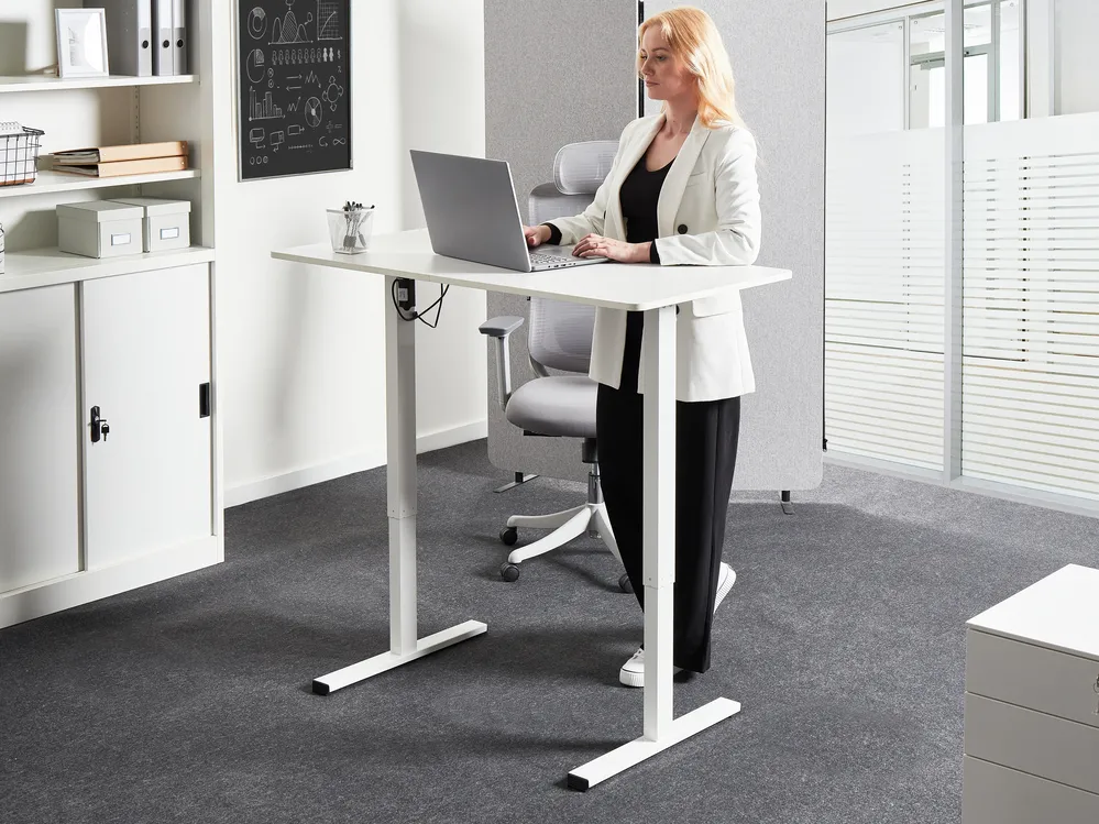Schreibtisch elektrisch höhenverstellbar TAVARES 120 cm 60 cm Weiß_975818