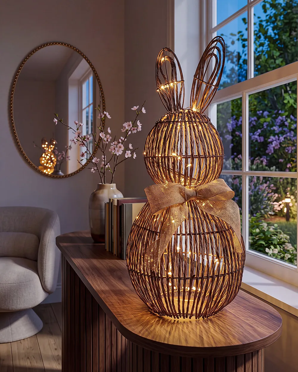 LED Dekoration Kaninchen NAUVO Polyrattan Braun