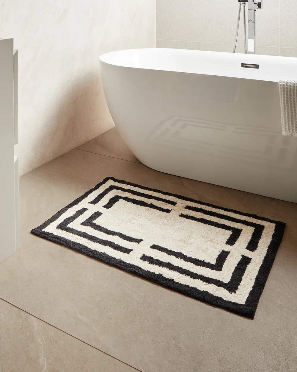 Badematte RISALU Schwarz / Beige 60 x 90 cm Baumwolle