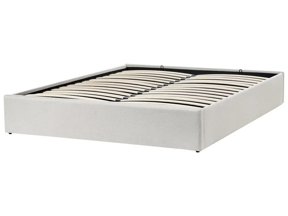 Bett mit Stauraum ohne Kopfteil DINAN Stoff Hellbeige 160 x 200 cm_903638